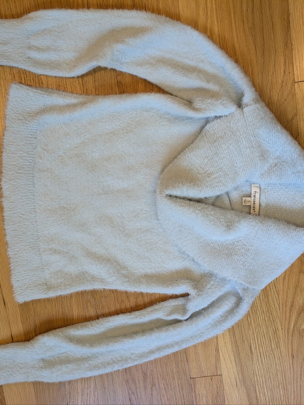 Francesca's Collections Light Blue Fuzzy Cowl Neck Sweater